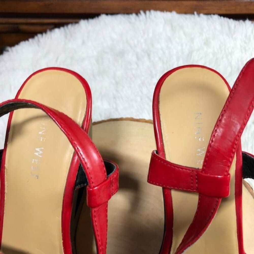 Nine West Strawberry Faux Leather Carve-Out Heel Buckle Sling Platform Sandal - Picture 11 of 14